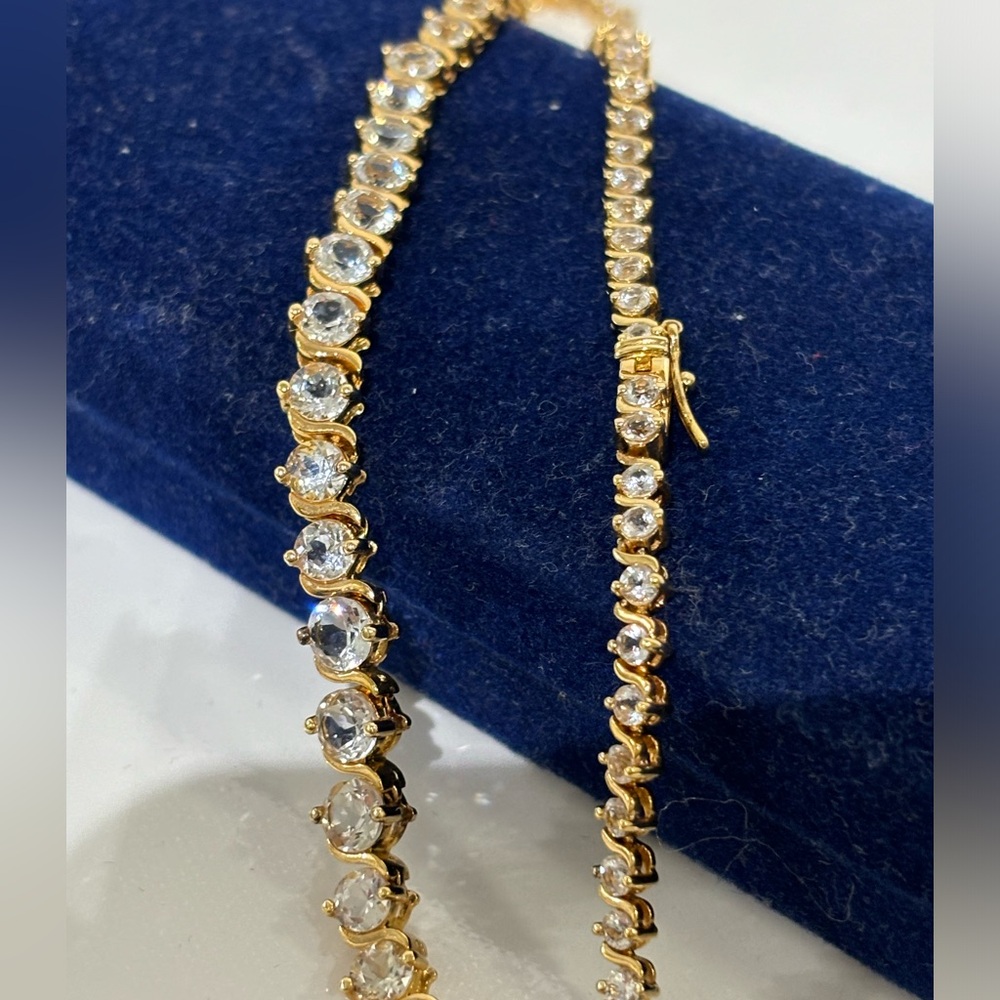 18K Gold Plated over 925 Silver CZ Tennis  18 Inches Necklace